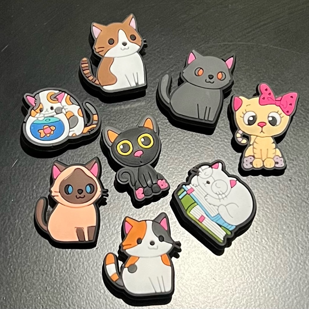 Cute Cat-Themed Croc Charms Set